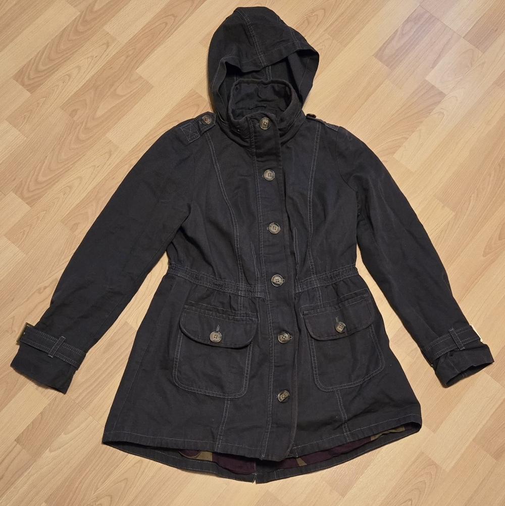 Boden Charcoal Utility Jacket with Hood